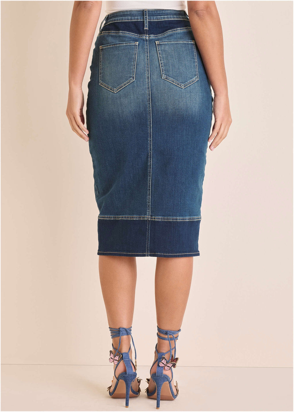 Denim Midi Skirt - Medium & Dark Wash
