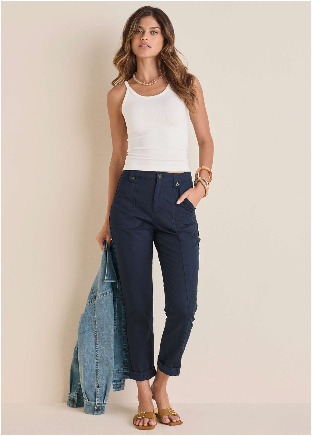 Rolled Hem Chino Pant  - Navy