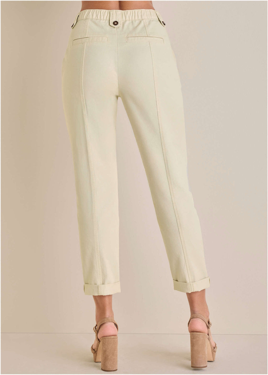 Rolled Hem Chino Pant  - Cream