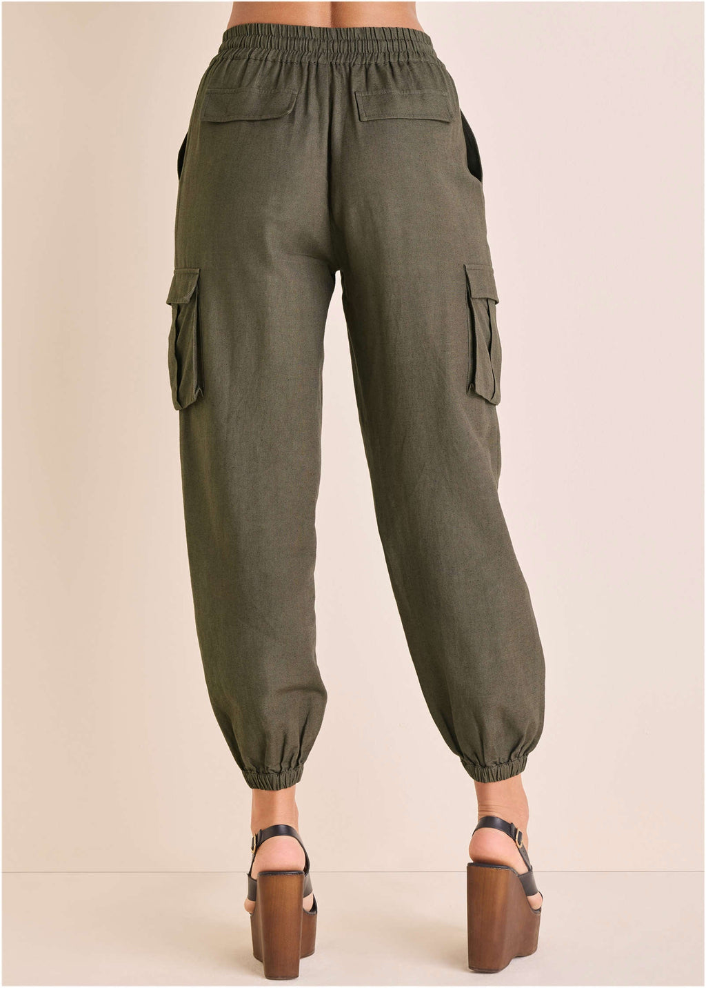 Linen Cargo Jogger - Brown