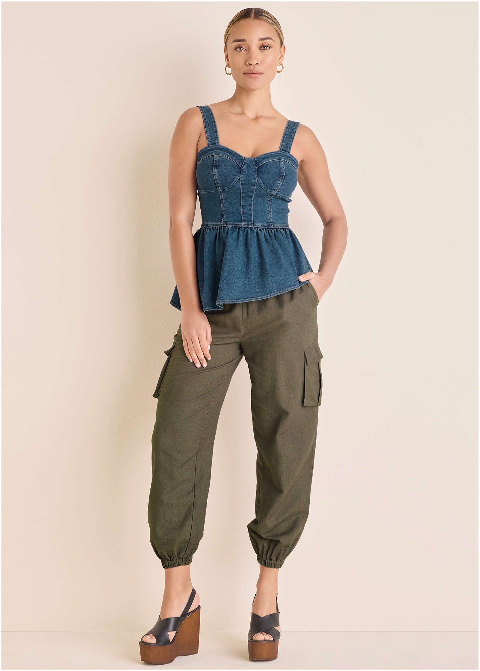 Linen Cargo Jogger - Brown