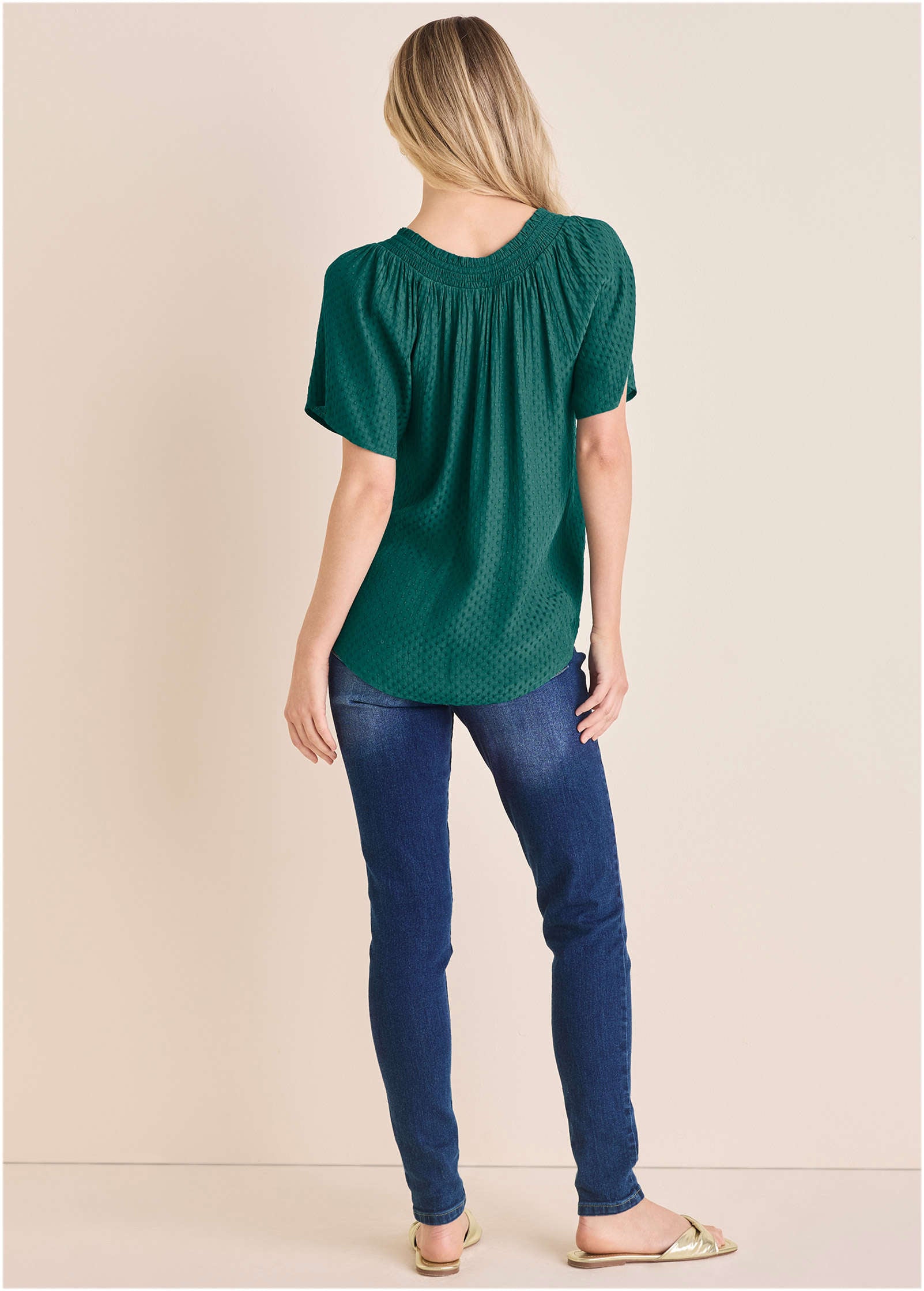 Dotted Viscose Top  - Teal Green