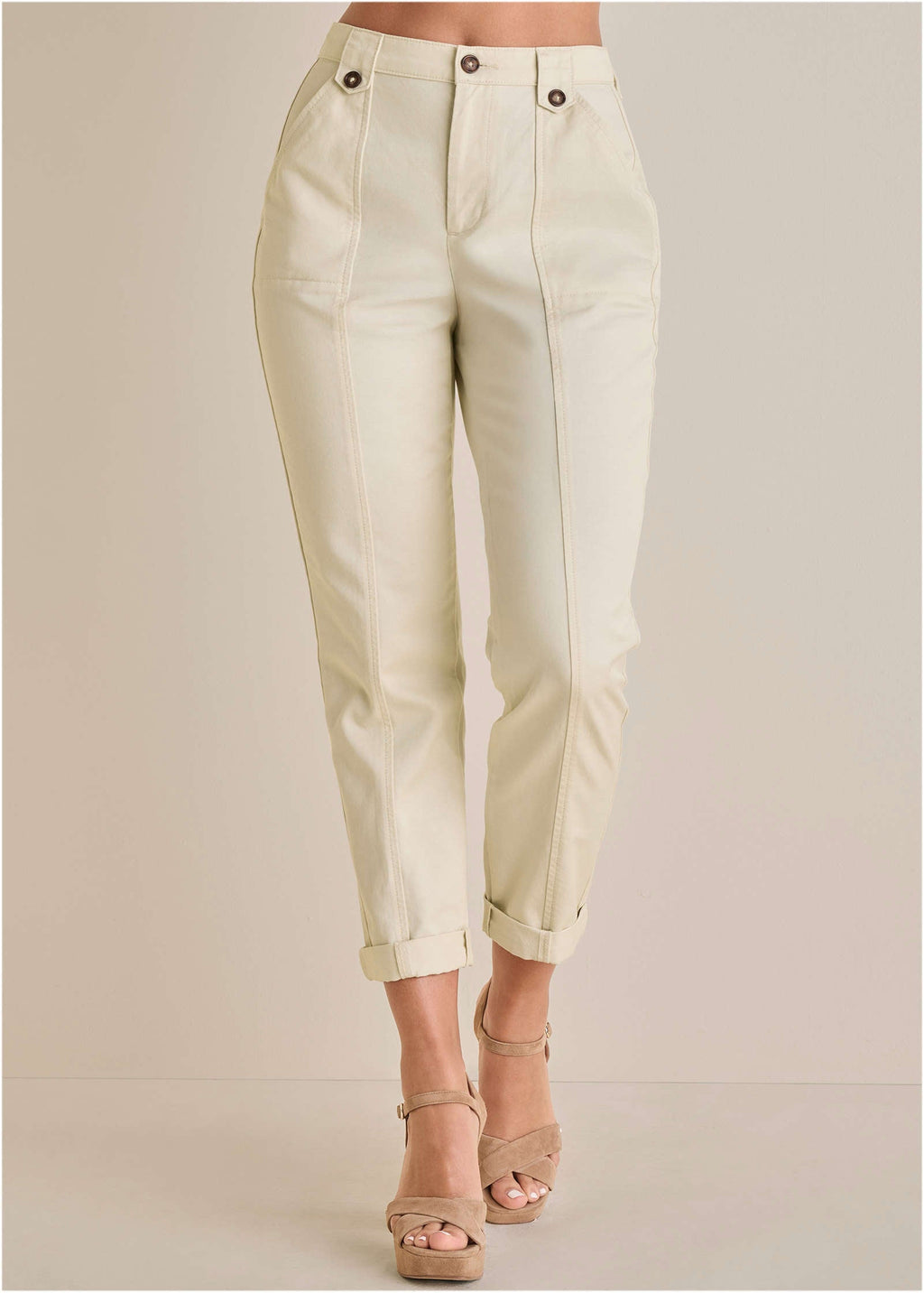 Rolled Hem Chino Pant  - Cream