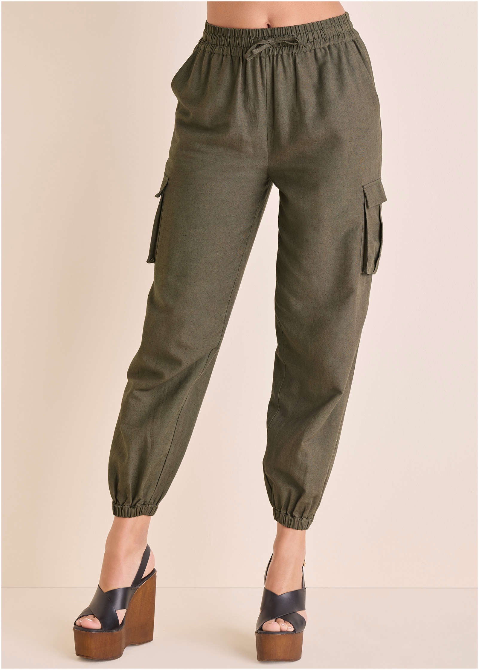 Linen Cargo Jogger - Brown