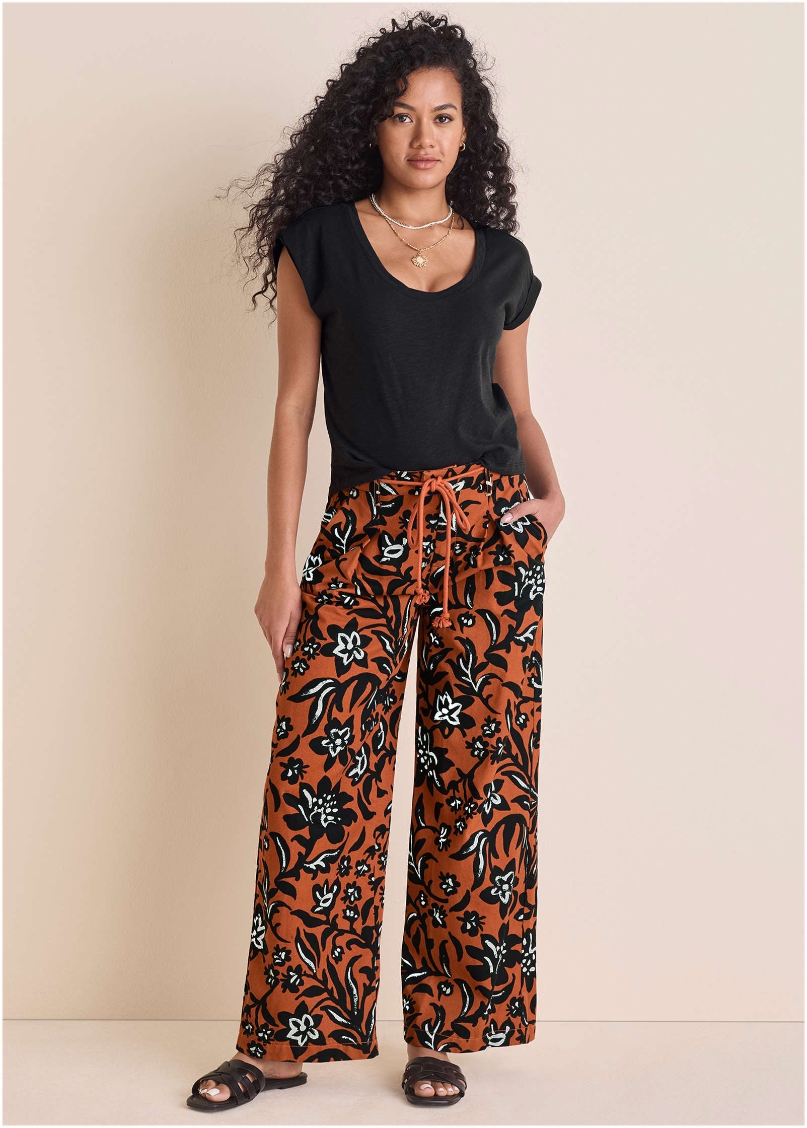 Chino Wide Leg Pant - Painterly Floral