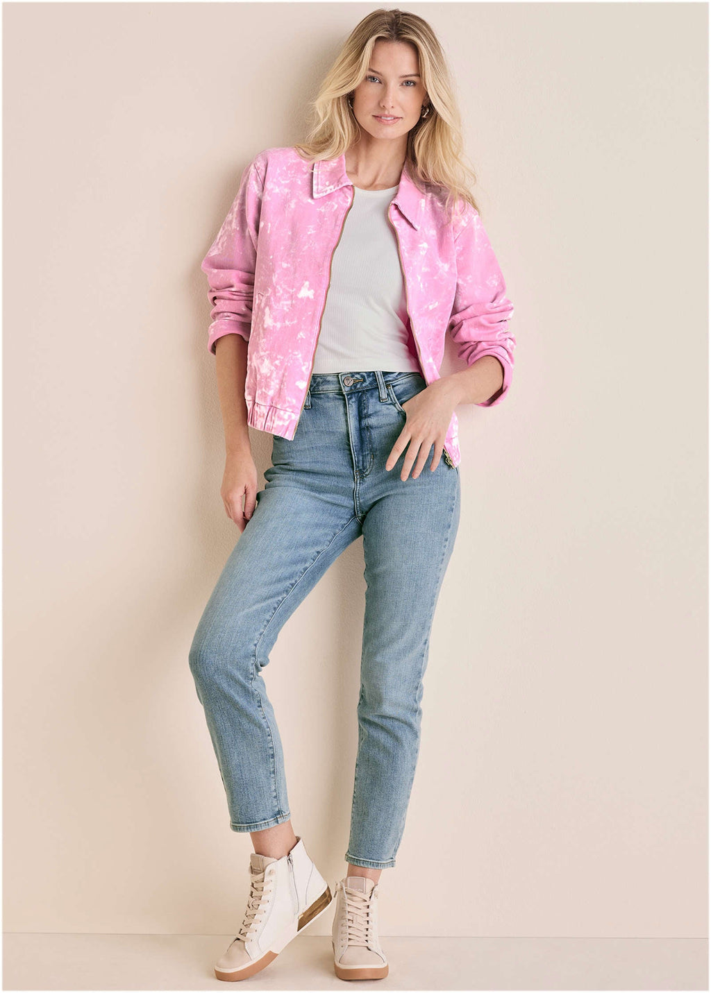 Acid Wash Bomber - Pink Acid Wash