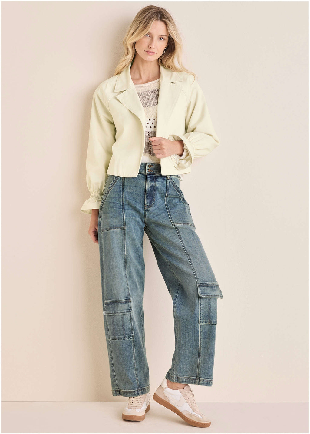 Crop Trench Coat - Cream