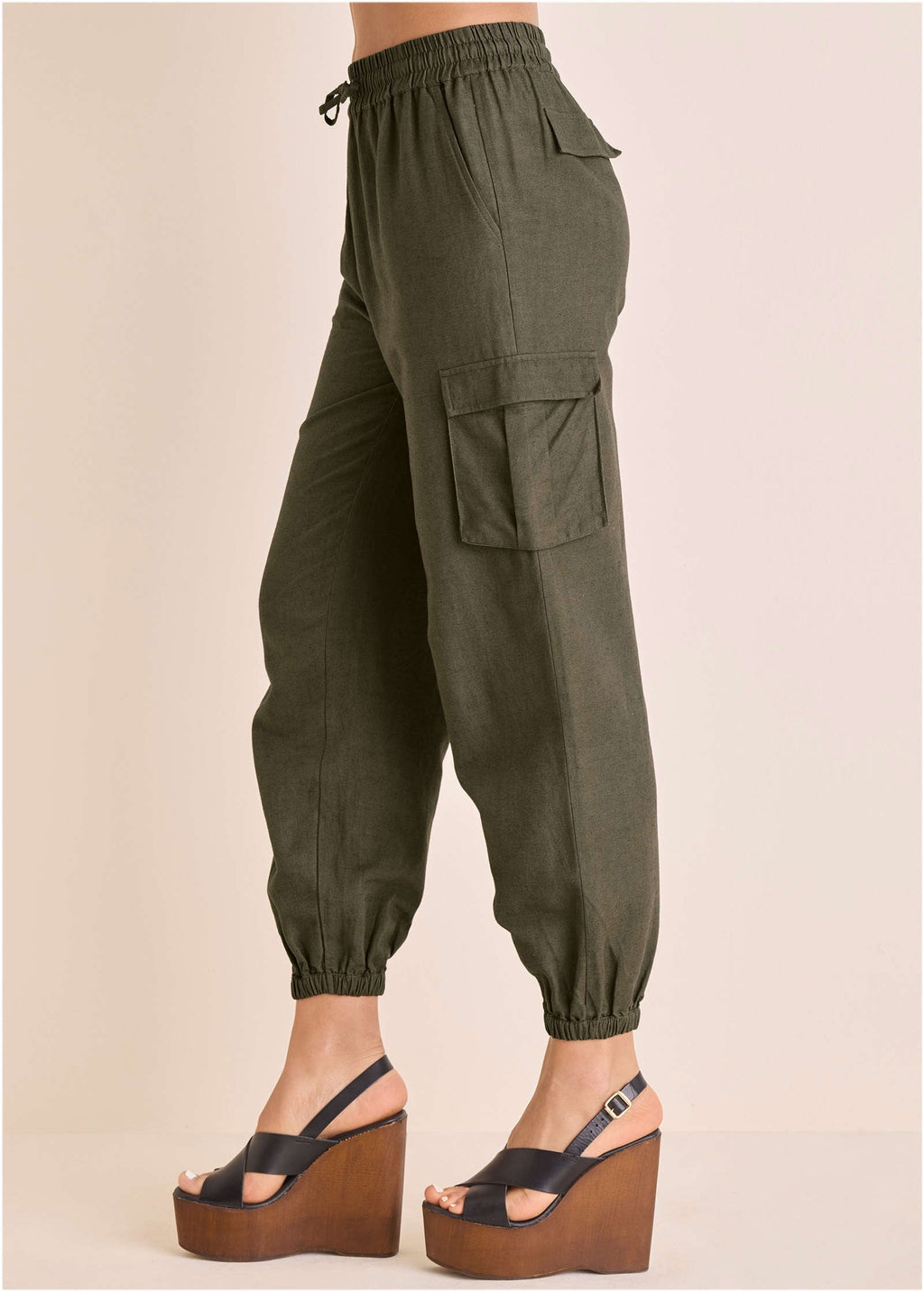 Linen Cargo Jogger - Brown