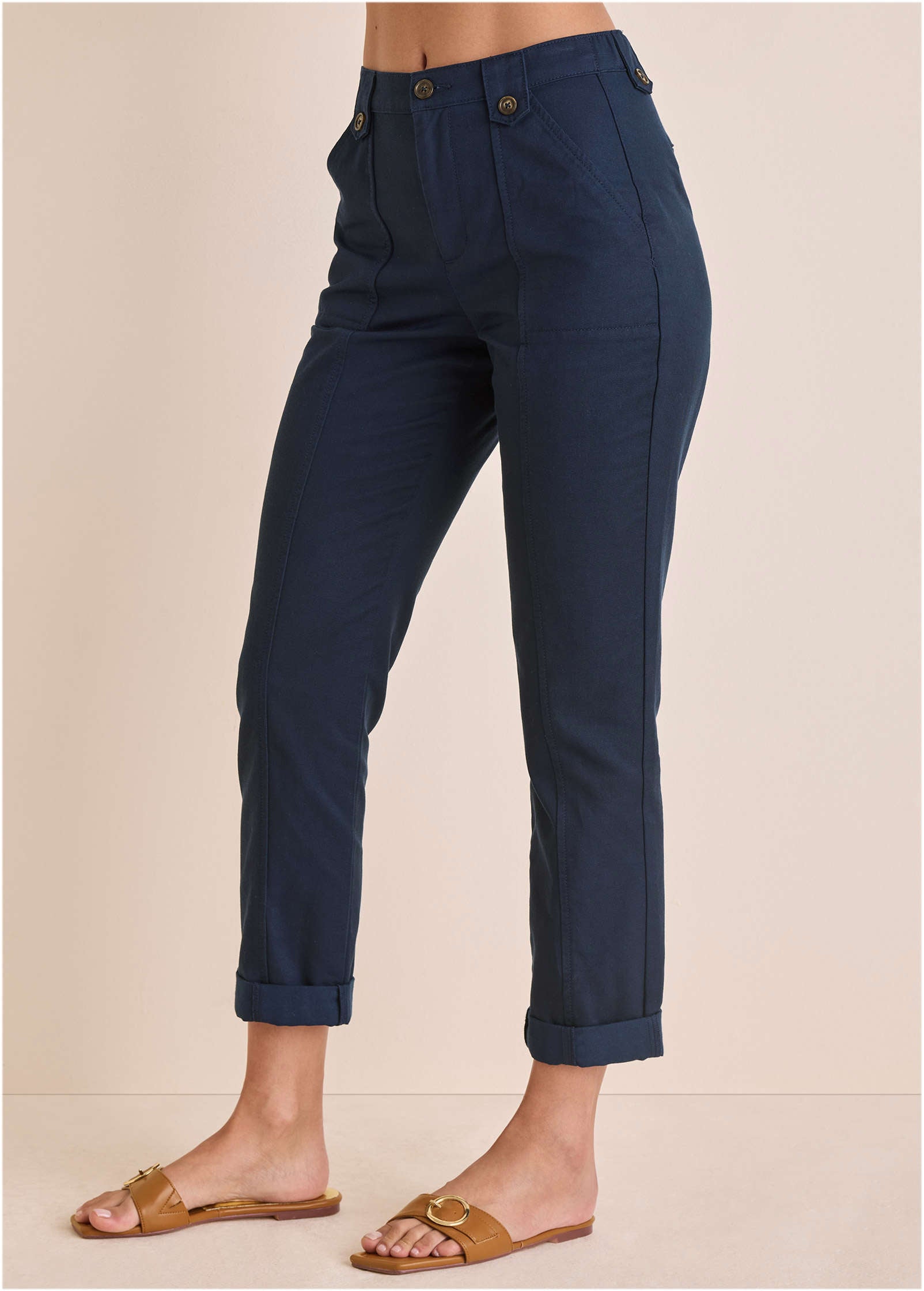 Rolled Hem Chino Pant  - Navy