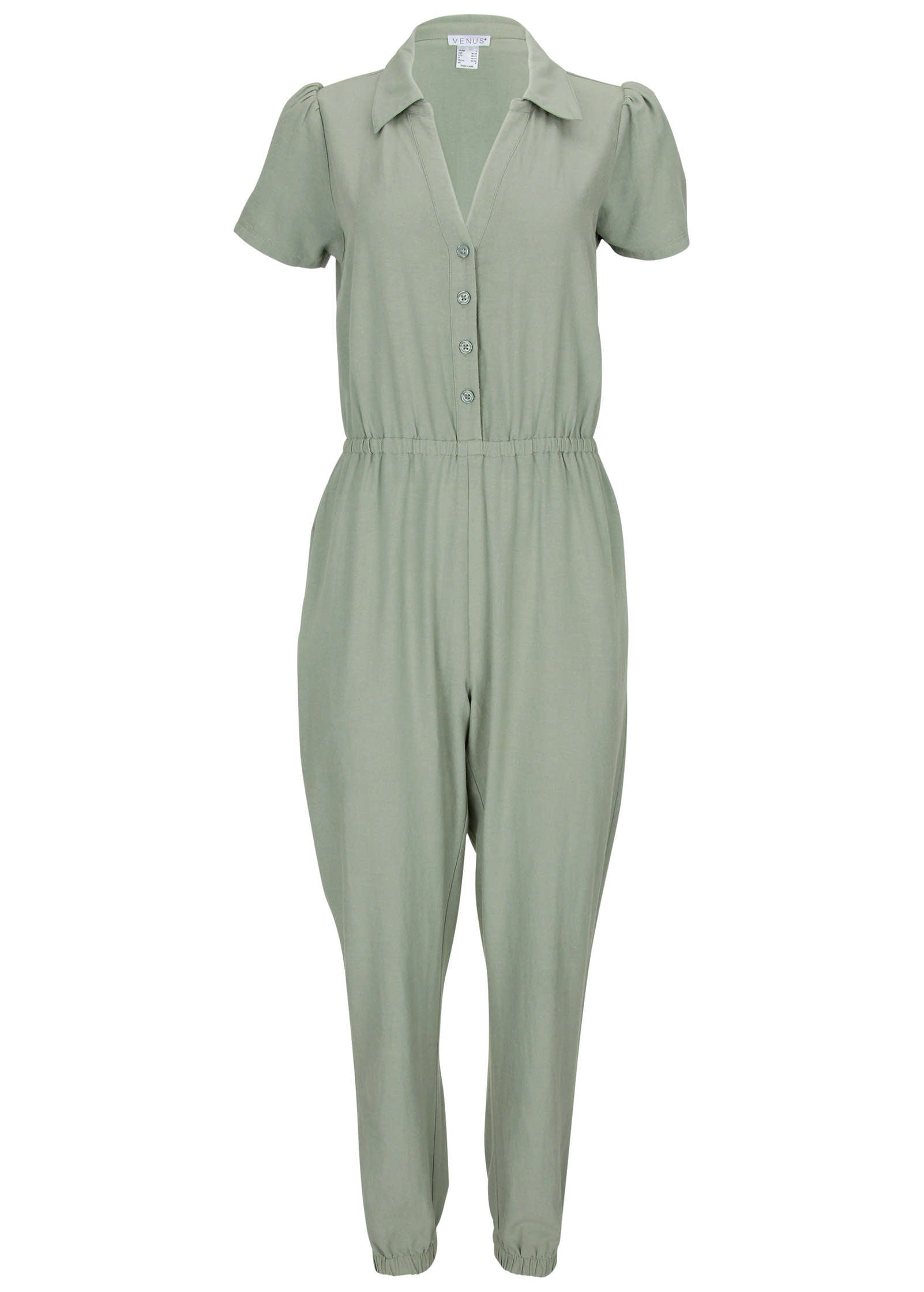 Linen Jogger Jumpsuit - Iceberg Green