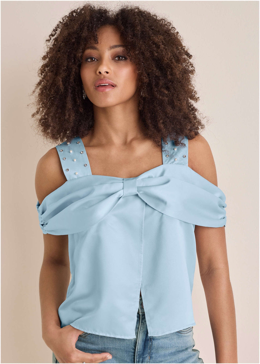 Embellished Cold Shoulder  - Skywriting