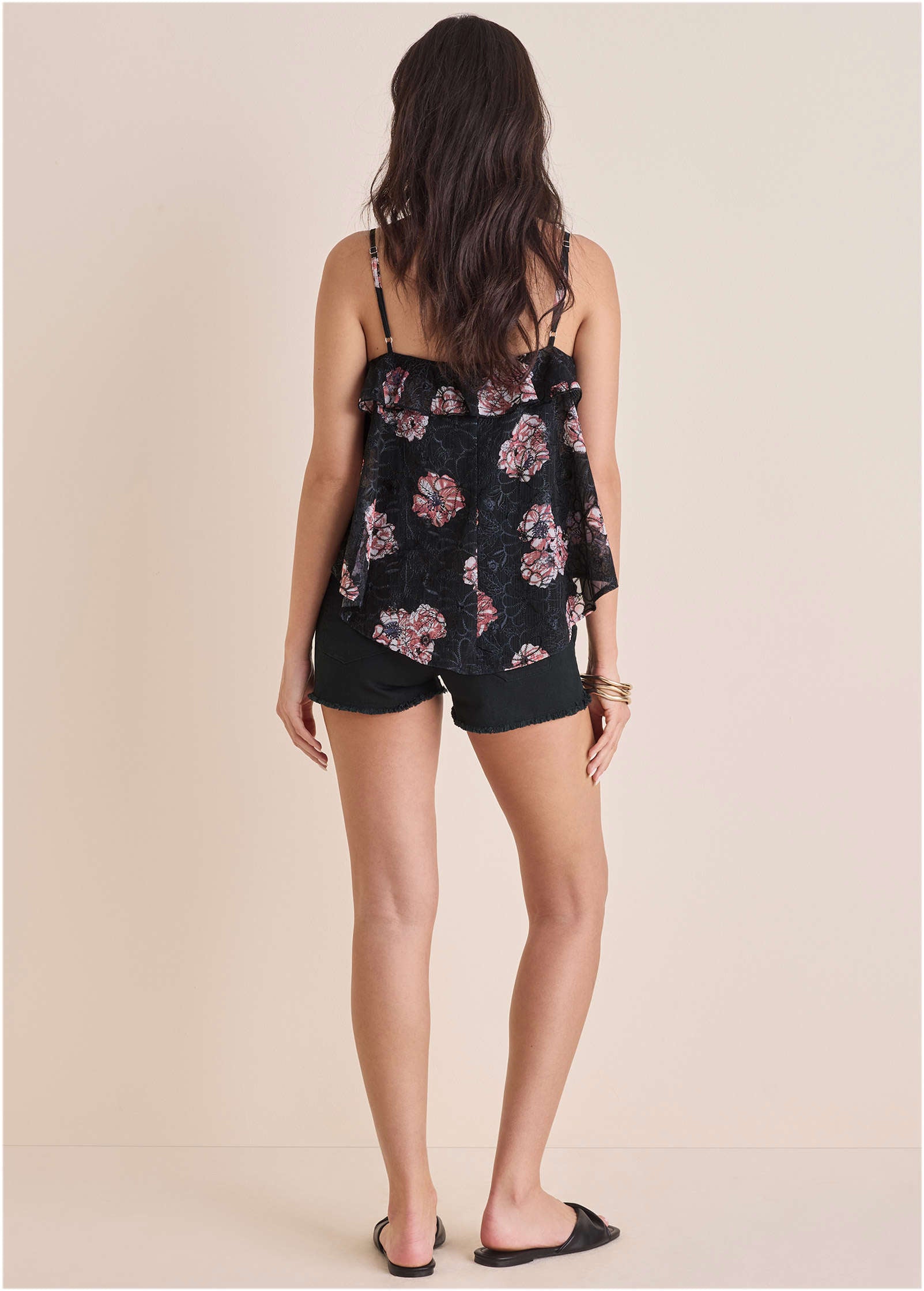 Floral Embroidered Tank - Blue & Pink