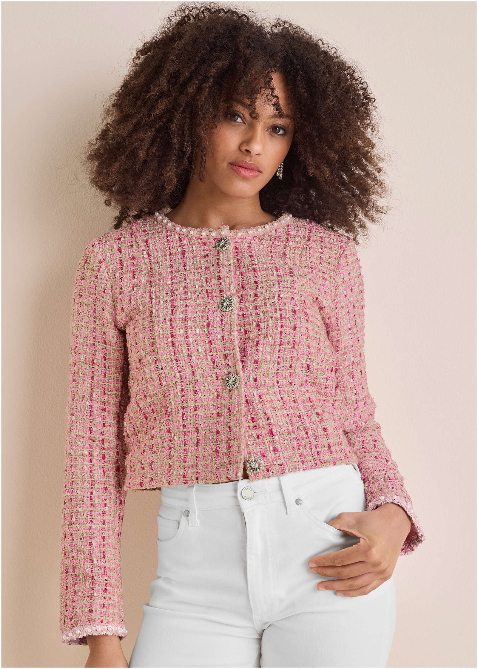 Sparkle Tweed Jacket - Pink Multi