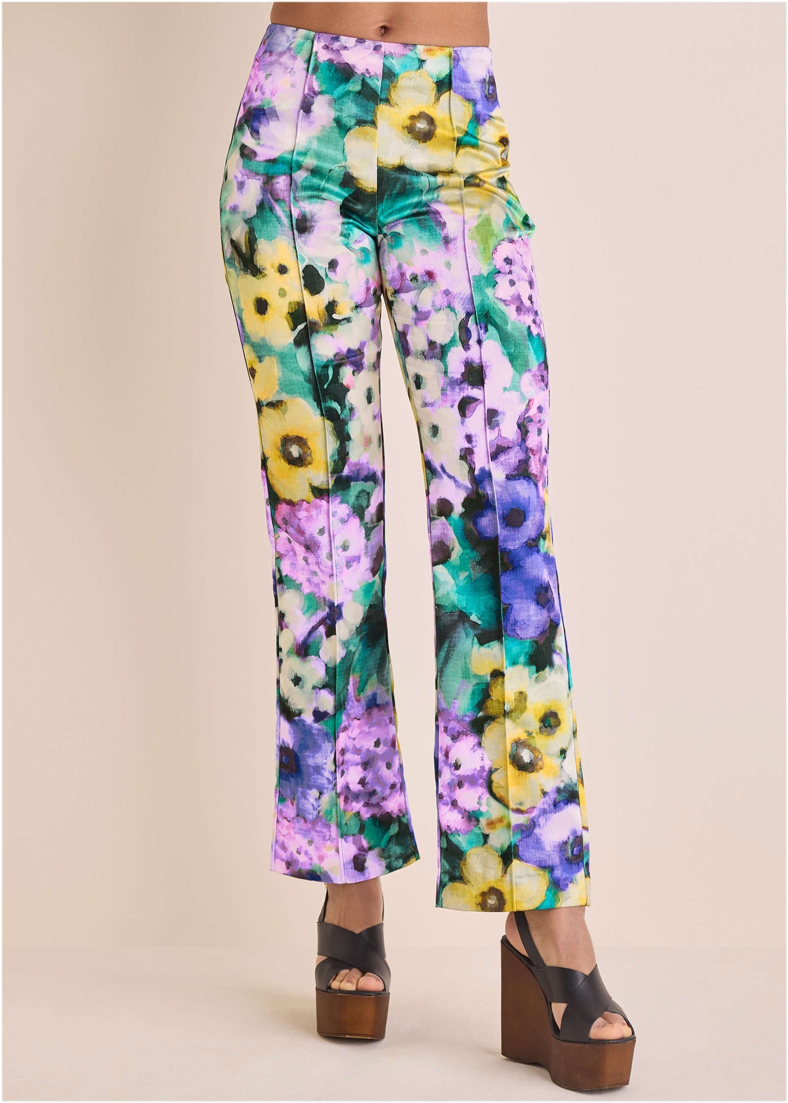Satin Flare Pant - Monet's Garden