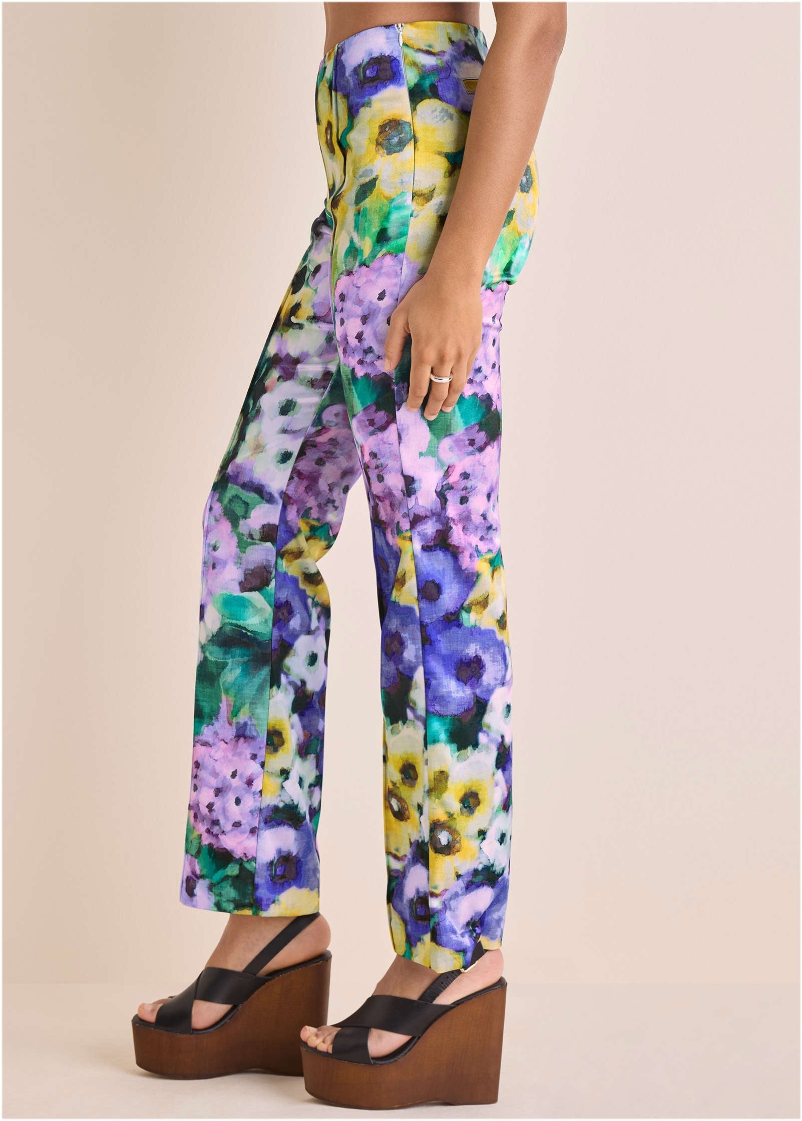 Satin Flare Pant - Monet's Garden