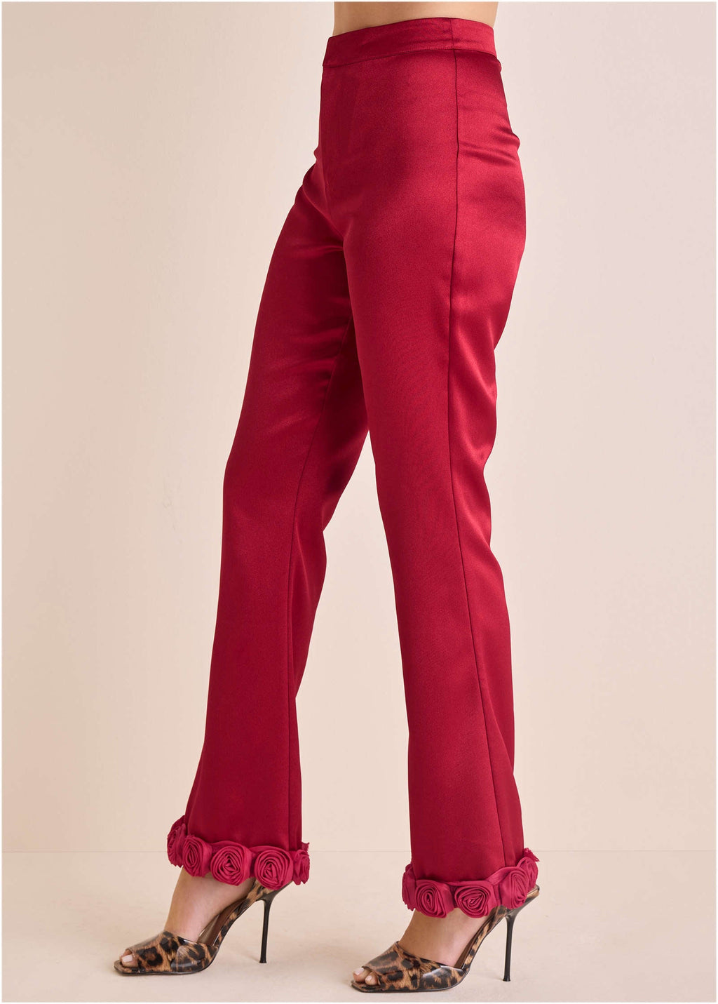 Rose Trim Trouser - Dark Red