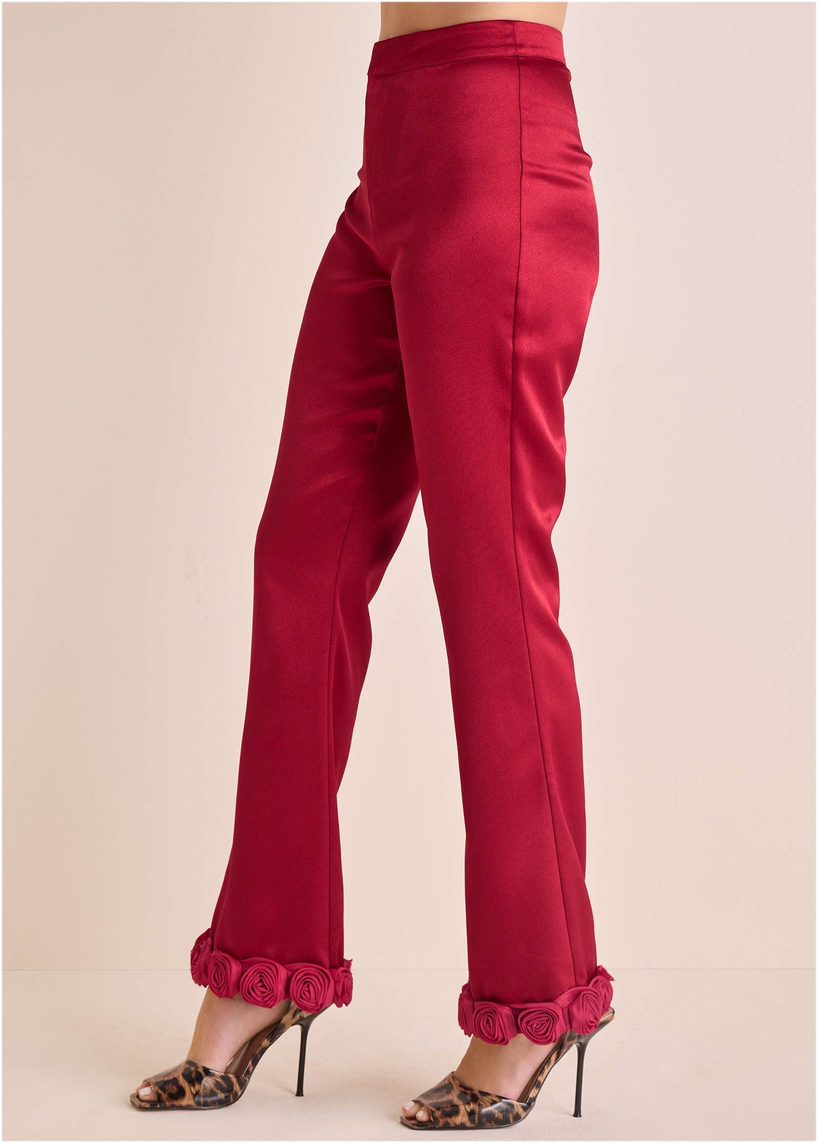 Rose Trim Trouser - Dark Red
