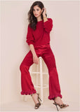 Rose Trim Trouser - Dark Red