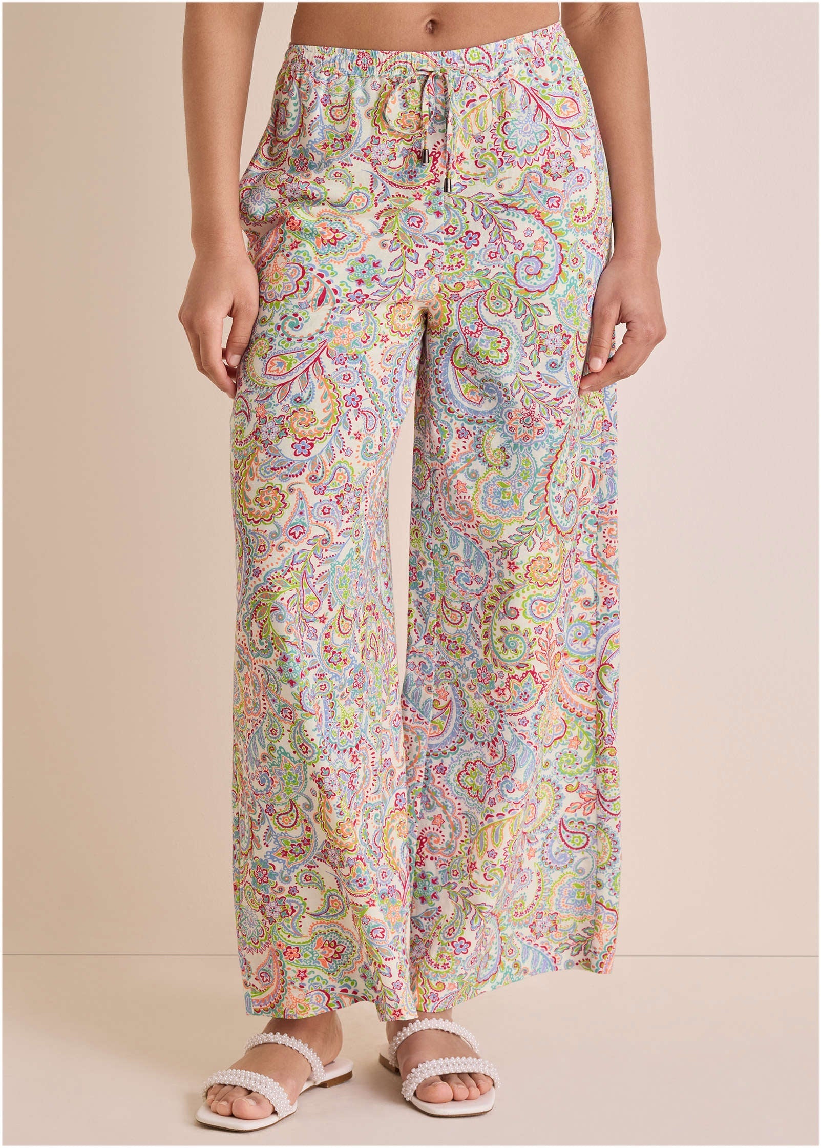 Linen Wide Leg Pant - Rainbow Paisley