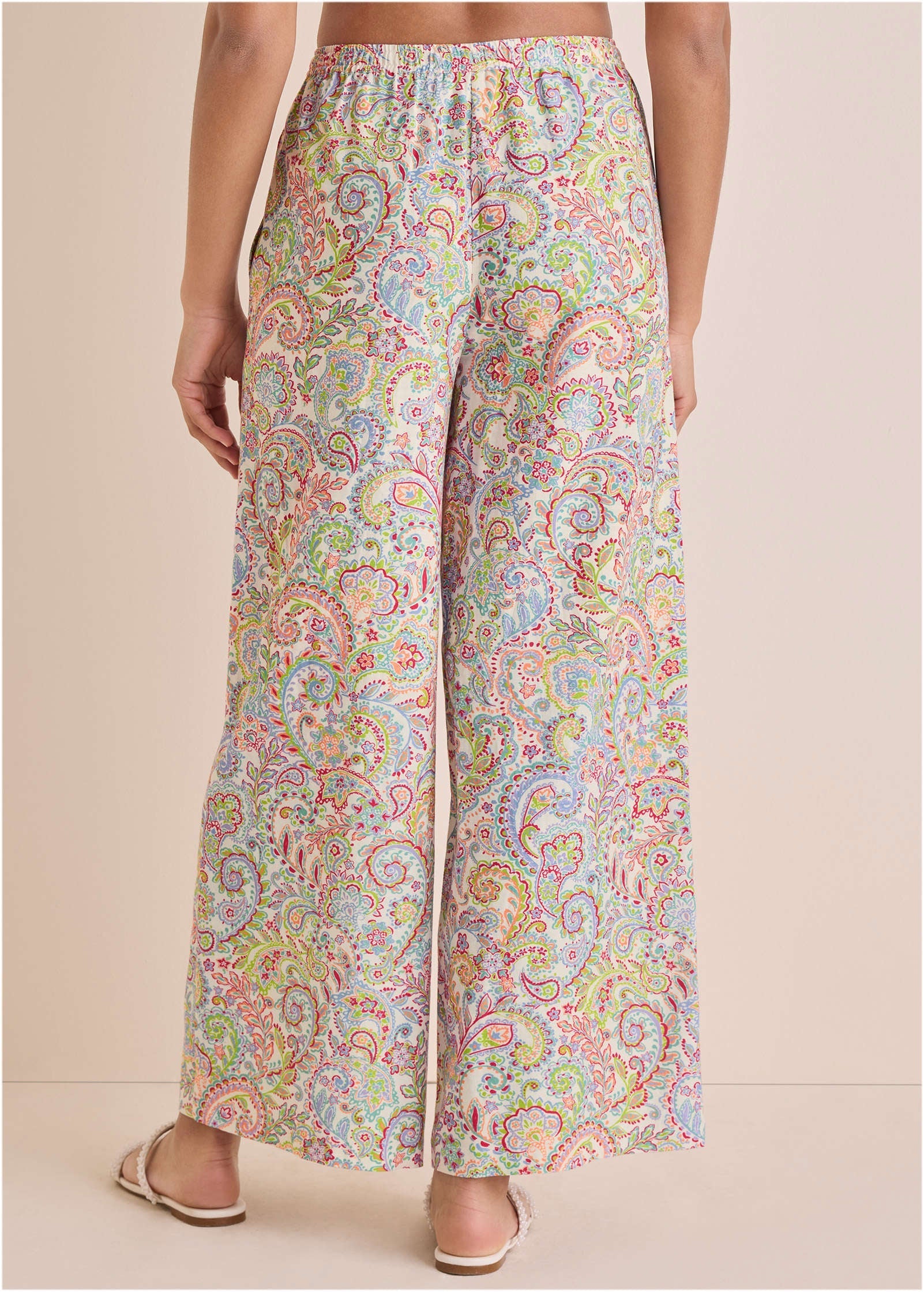 Linen Wide Leg Pant - Rainbow Paisley