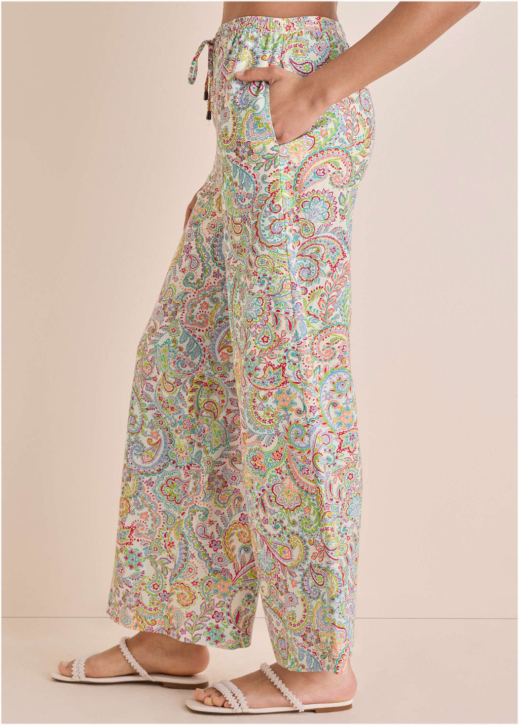Linen Wide Leg Pant - Rainbow Paisley