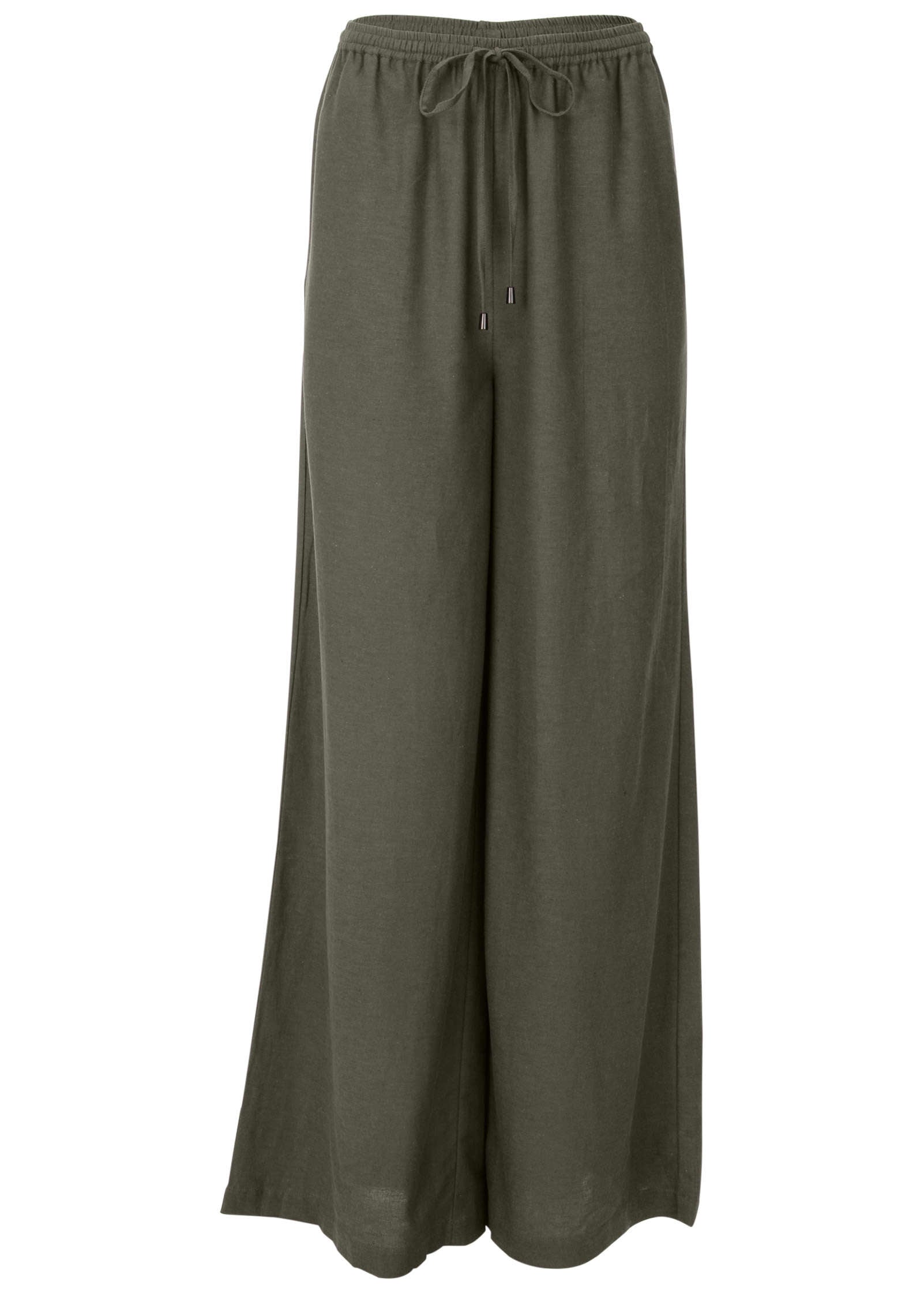Linen Wide Leg Pant - Olive
