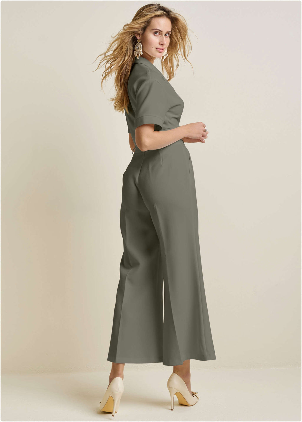 Flare Leg Suiting Set - Olive