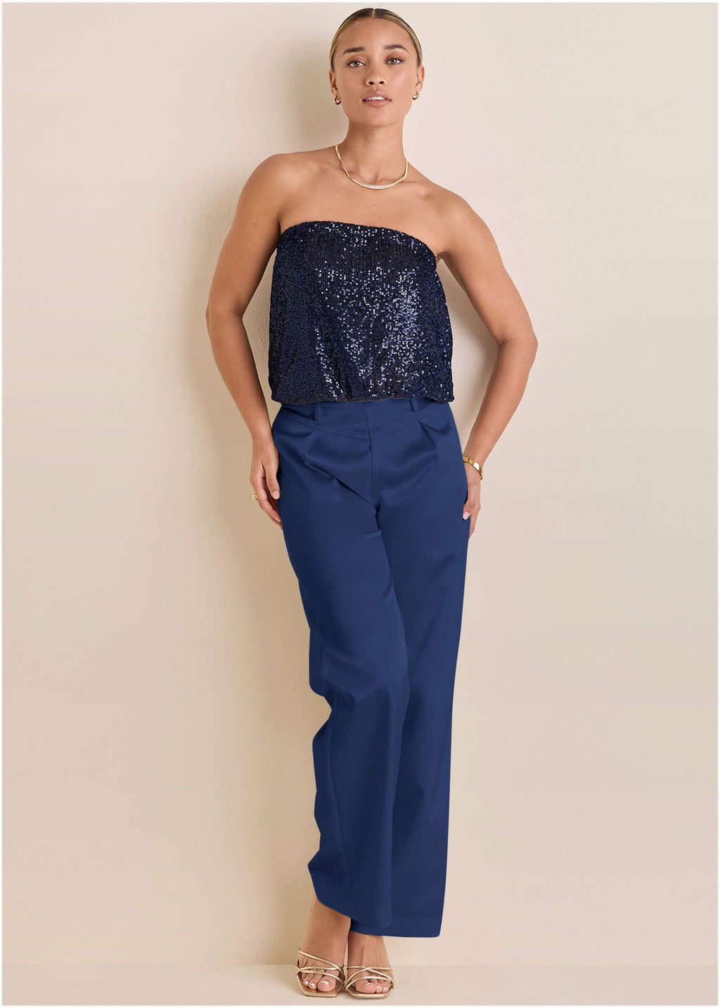 Shiny Satin Pant - Dark Blue