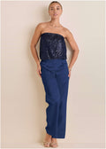 Shiny Satin Pant - Dark Blue