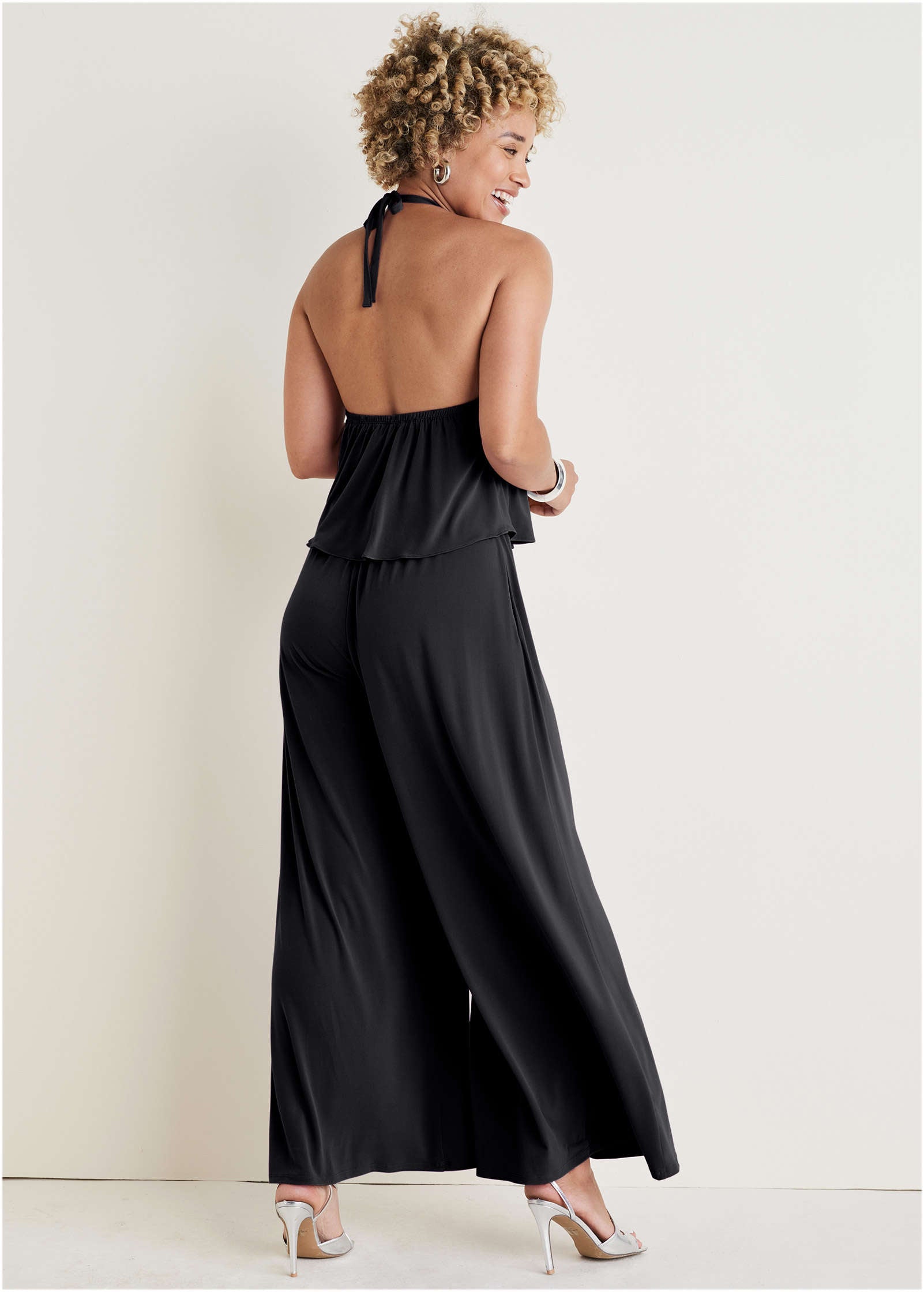 Cross Neck Jumpsuit - Jet Black