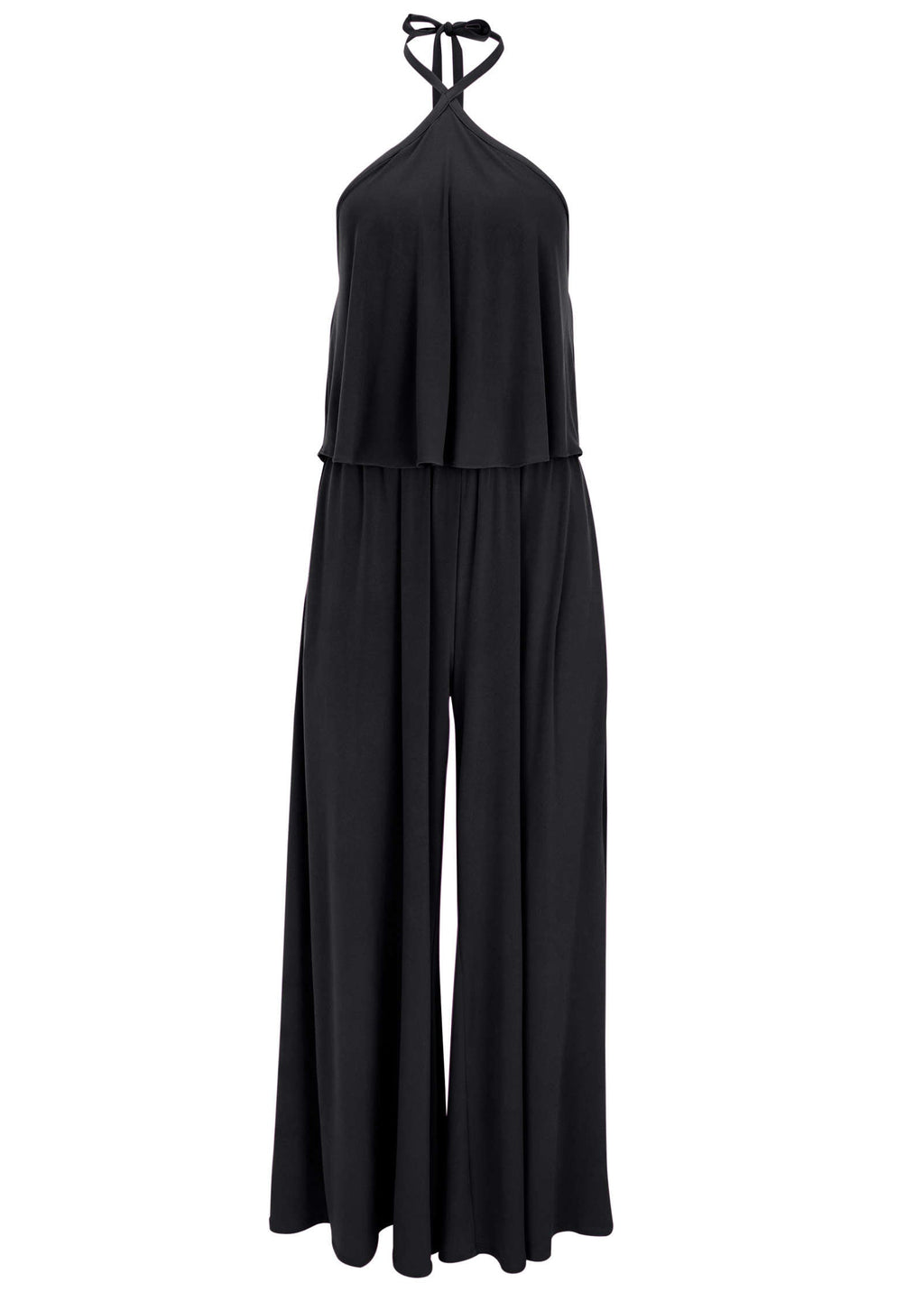 Cross Neck Jumpsuit - Jet Black