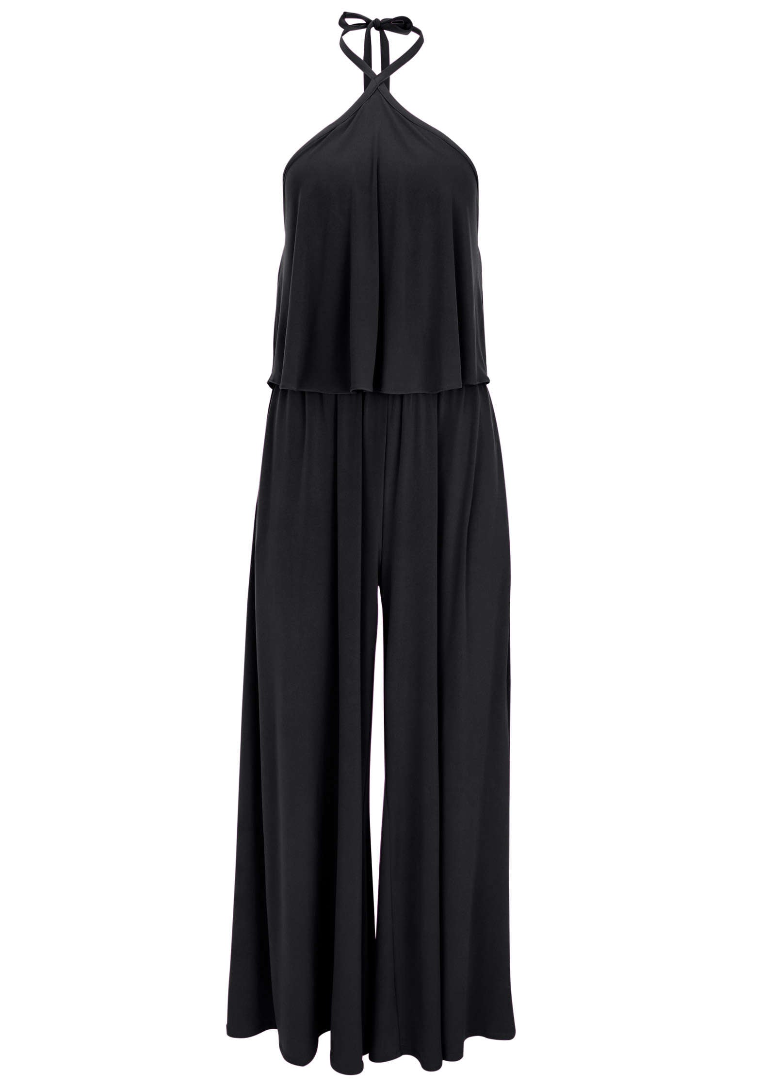 Cross Neck Jumpsuit - Jet Black