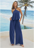 Cross Neck Jumpsuit - Dark Blue