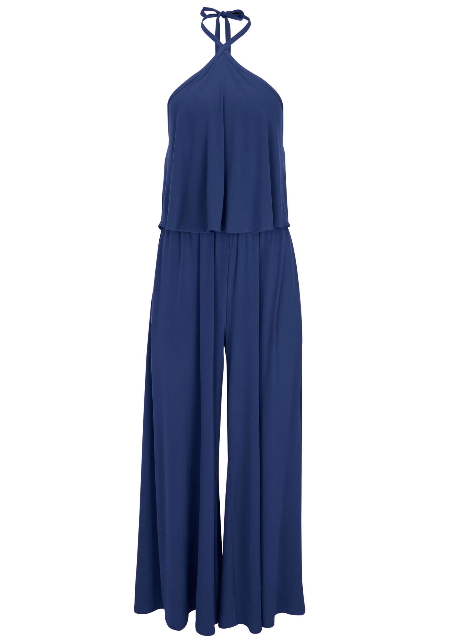 Cross Neck Jumpsuit - Dark Blue
