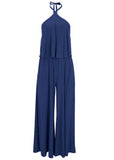 Cross Neck Jumpsuit - Dark Blue