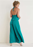 Cross Neck Jumpsuit - Tropical Green