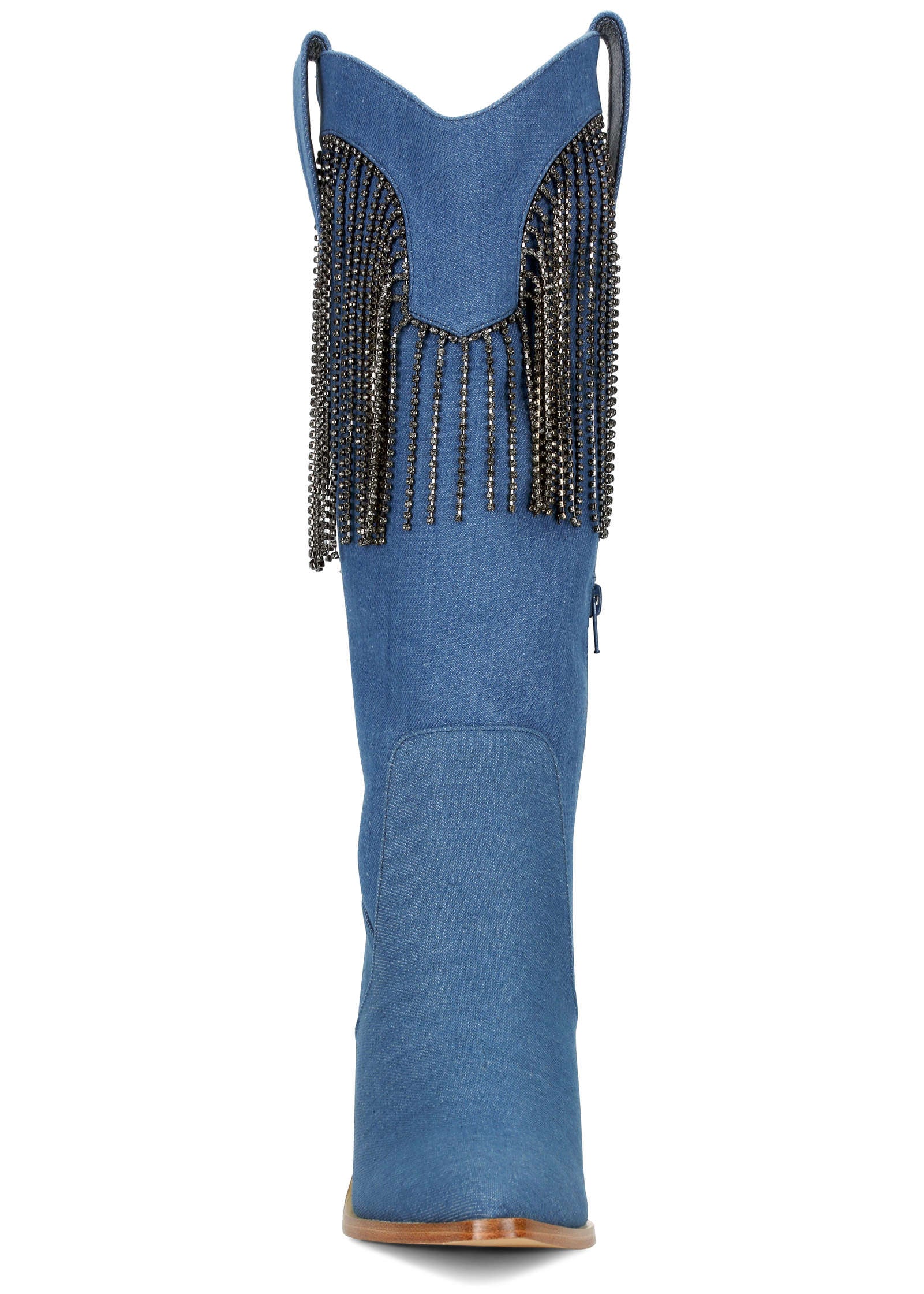 Fringe Cowgirl Boots - Denim Blue