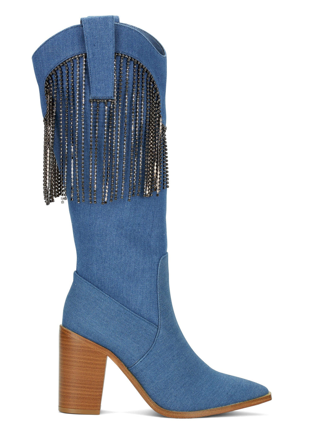Fringe Cowgirl Boots - Denim Blue
