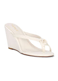 Flower Wedge Sandals - Cream