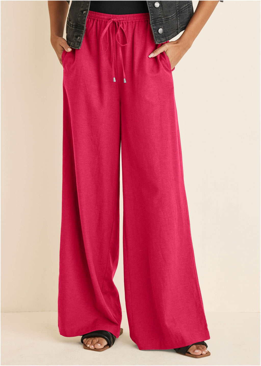 Linen Wide Leg Pant - Azalea