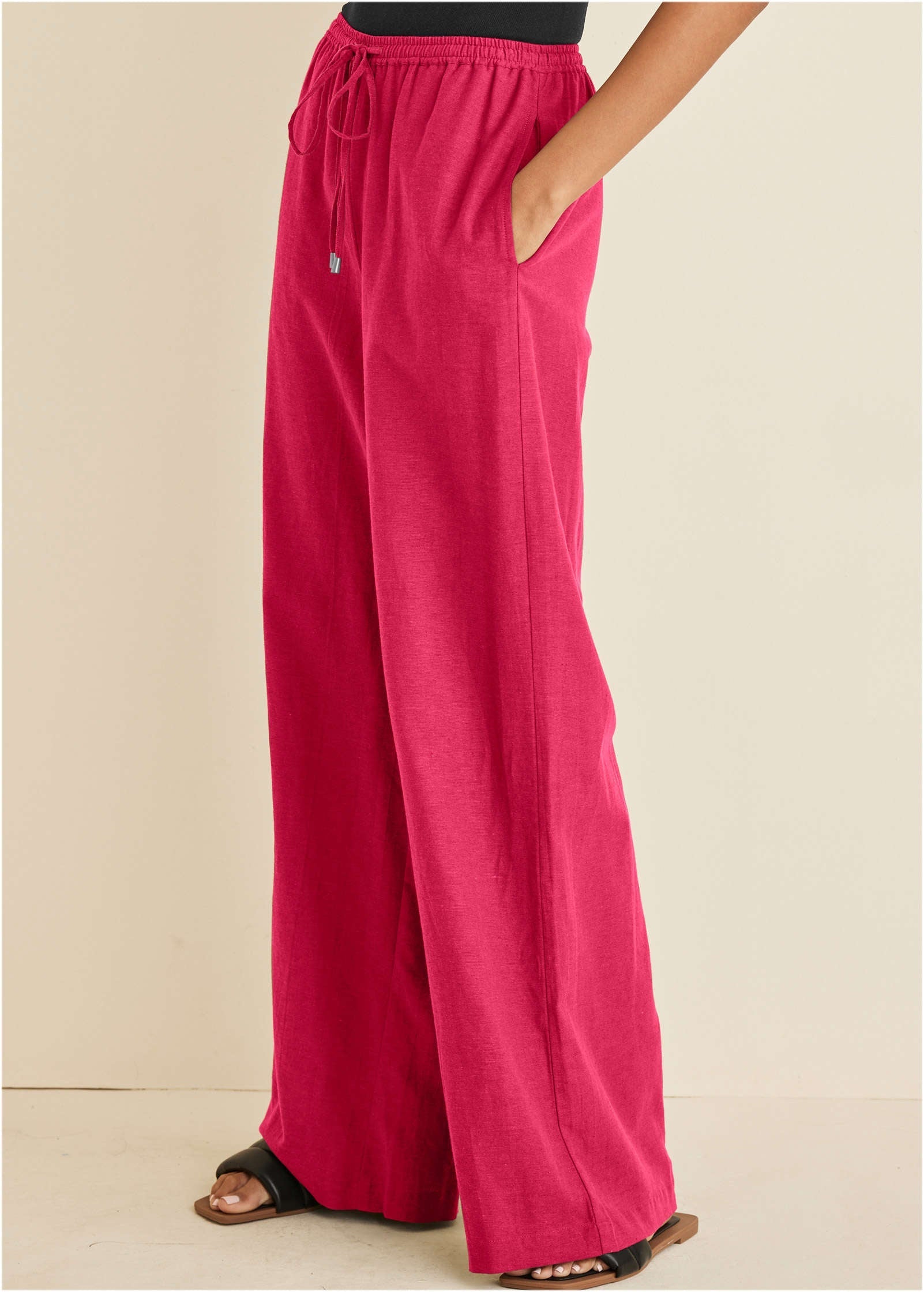 Linen Wide Leg Pant - Azalea