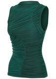 Ruched Mesh Top - Tropical Green