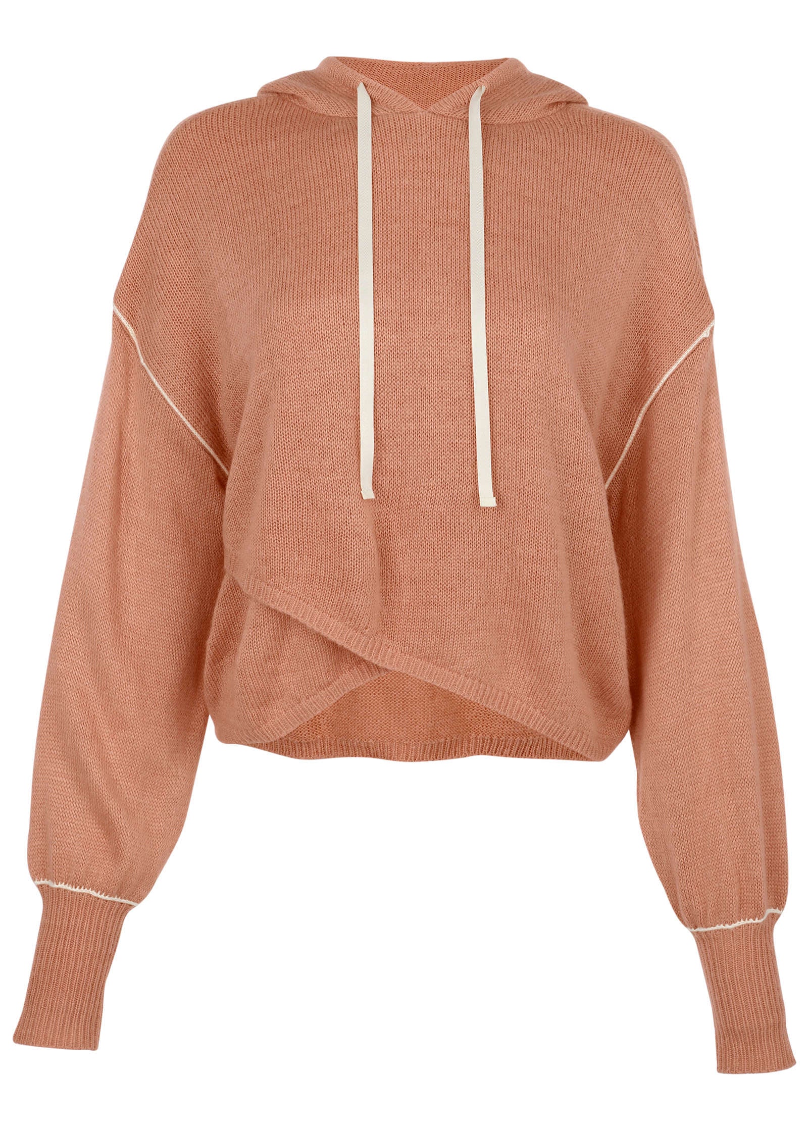 Contrast Stitch Hoodie - Dusty Rose