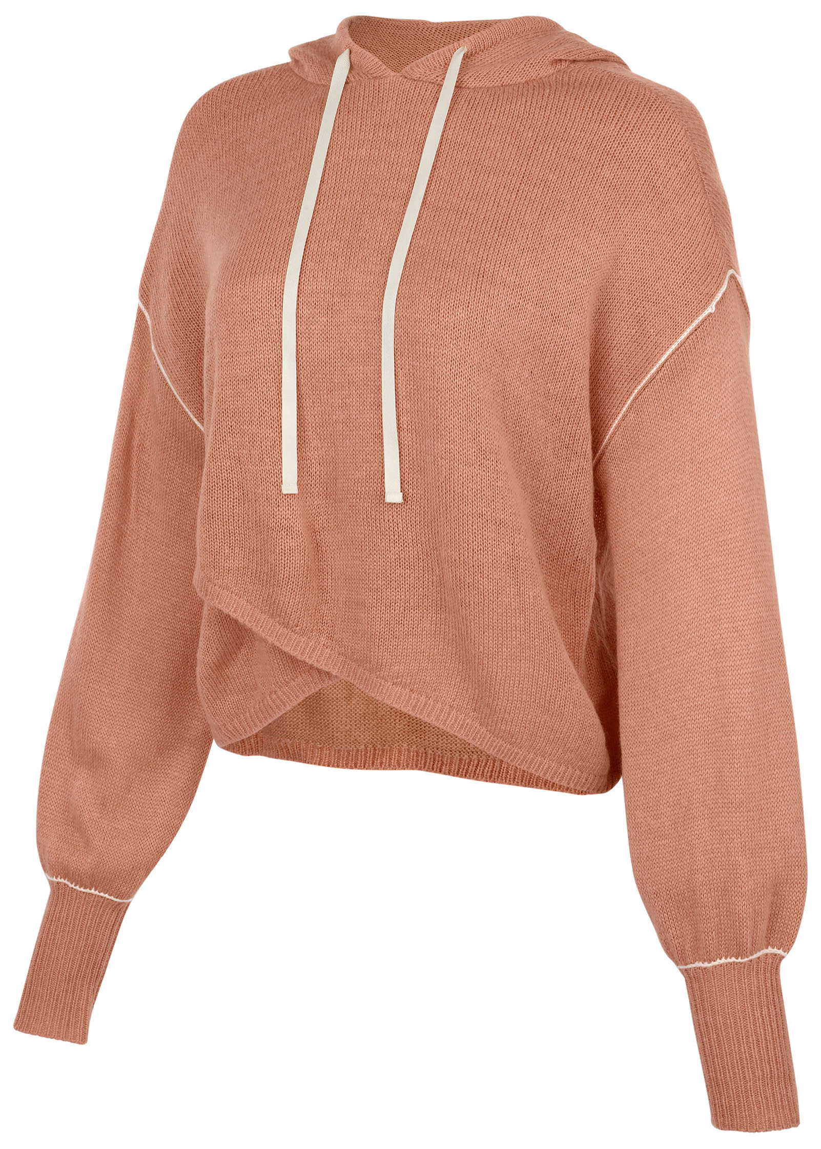 Contrast Stitch Hoodie - Dusty Rose