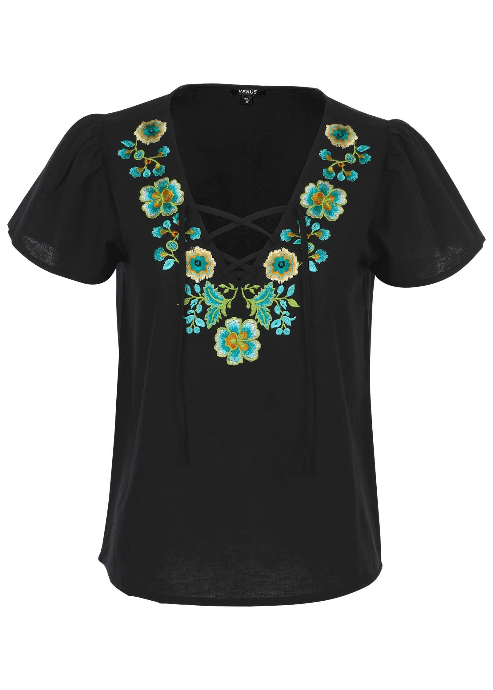 Embroidered Blouse - Jet Black