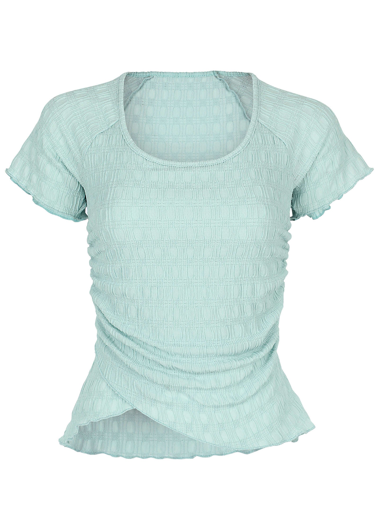 Bubbly Knit Wrap Top - Dusty Mint