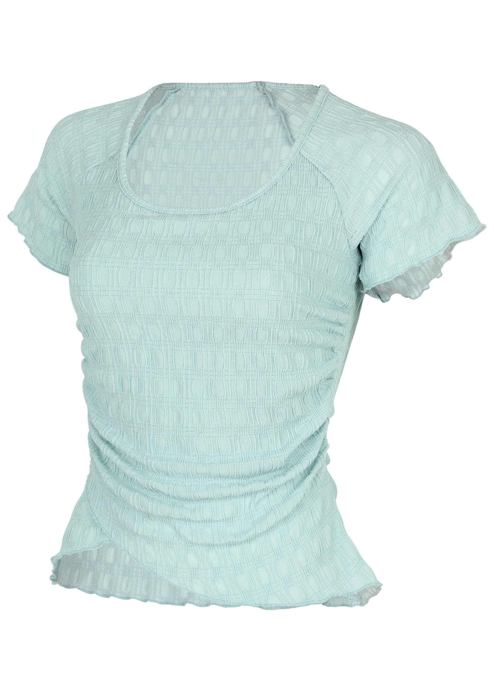 Bubbly Knit Wrap Top - Dusty Mint