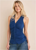 Button Front Tank - Sodalite Blue