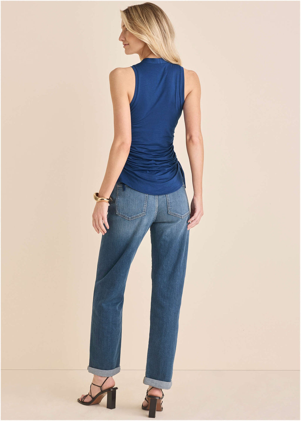 Button Front Tank - Sodalite Blue