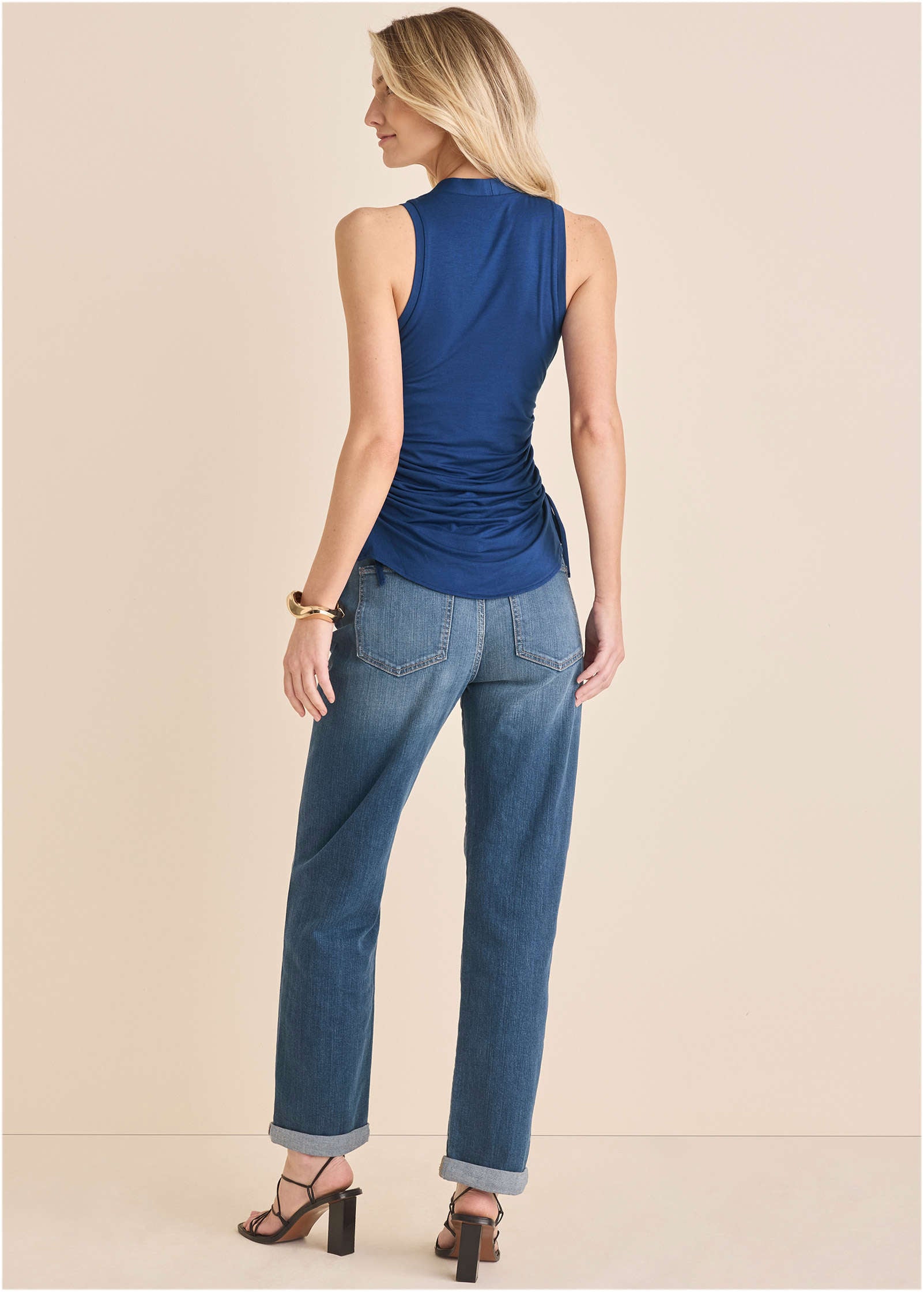 Button Front Tank - Sodalite Blue